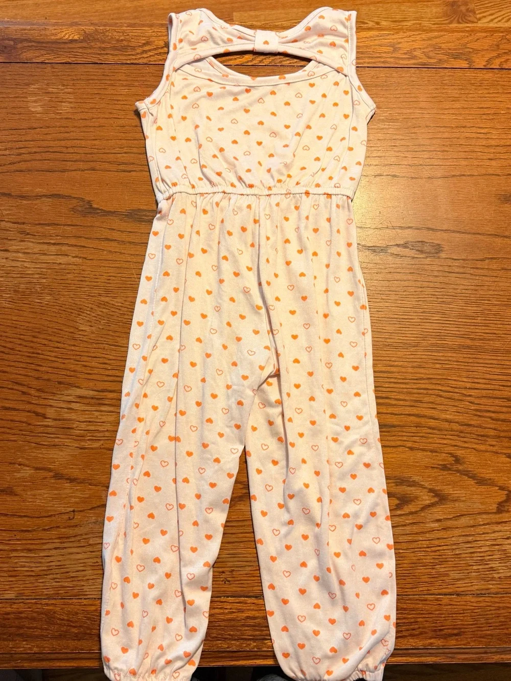 Picapino Girls Size 6 Pink with Heart Print Sleeveless Pants Romper